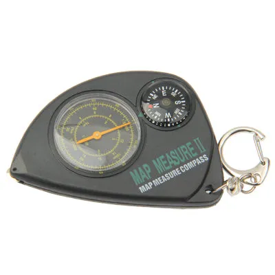 2-in-1 Portable Map Distance Measuring Measurer   Compass with Key Chain for Outdoor Camping Hiking(Black)