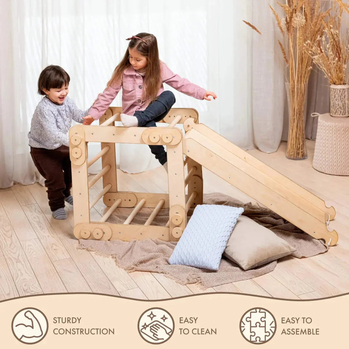 2in1 Montessori Climbing Set: Snake Ladder   Slide Board/climbing Ramp