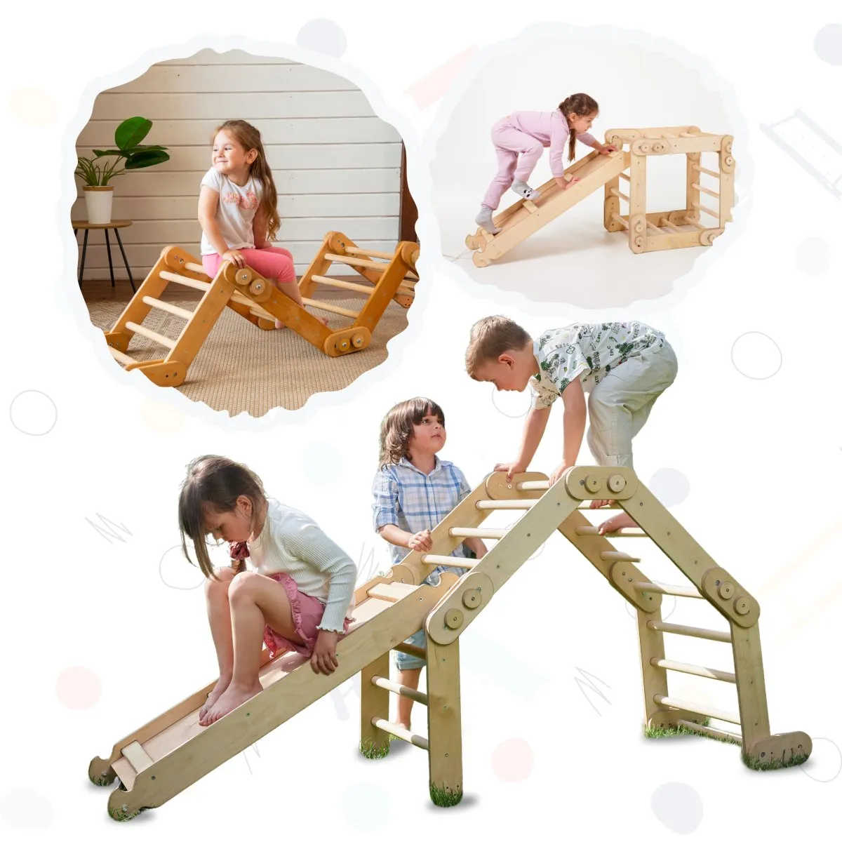 2in1 Montessori Climbing Set: Snake Ladder   Slide Board/climbing Ramp