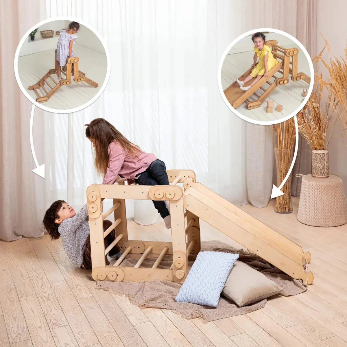 2in1 Montessori Climbing Set: Snake Ladder   Slide Board/climbing Ramp