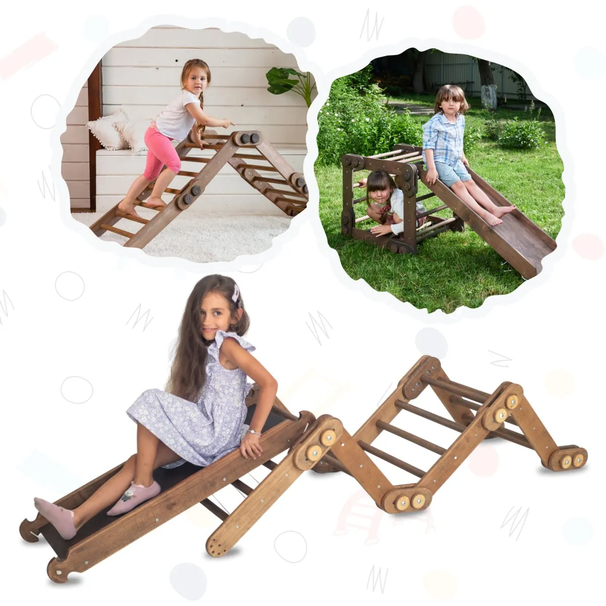 2in1 Montessori Climbing Set: Snake Ladder   Slide Board/climbing Ramp