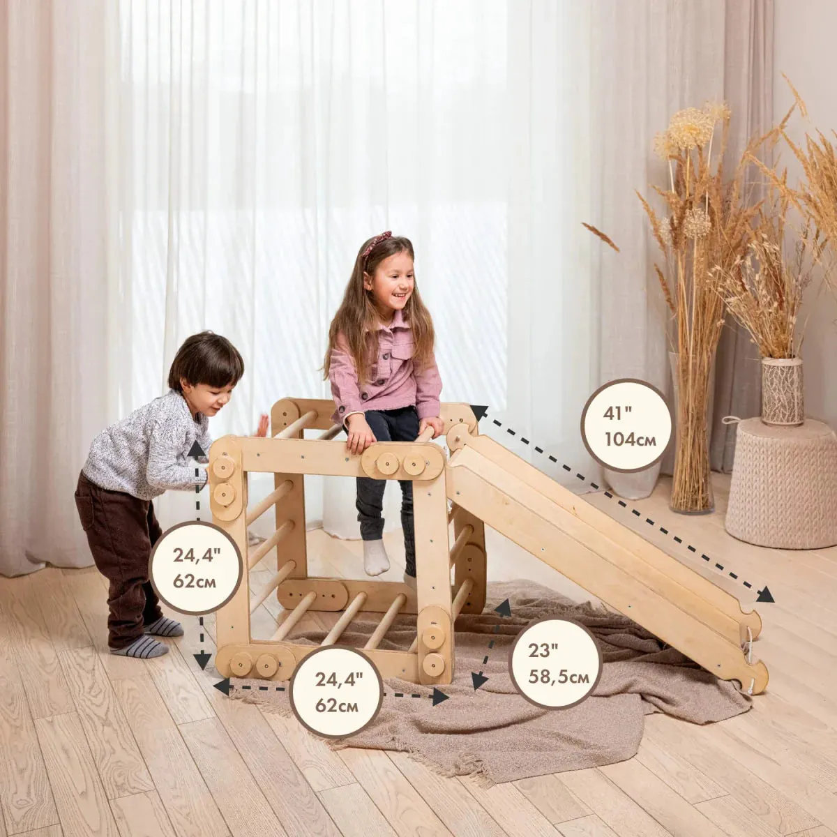 2in1 Montessori Climbing Set: Snake Ladder   Slide Board/climbing Ramp