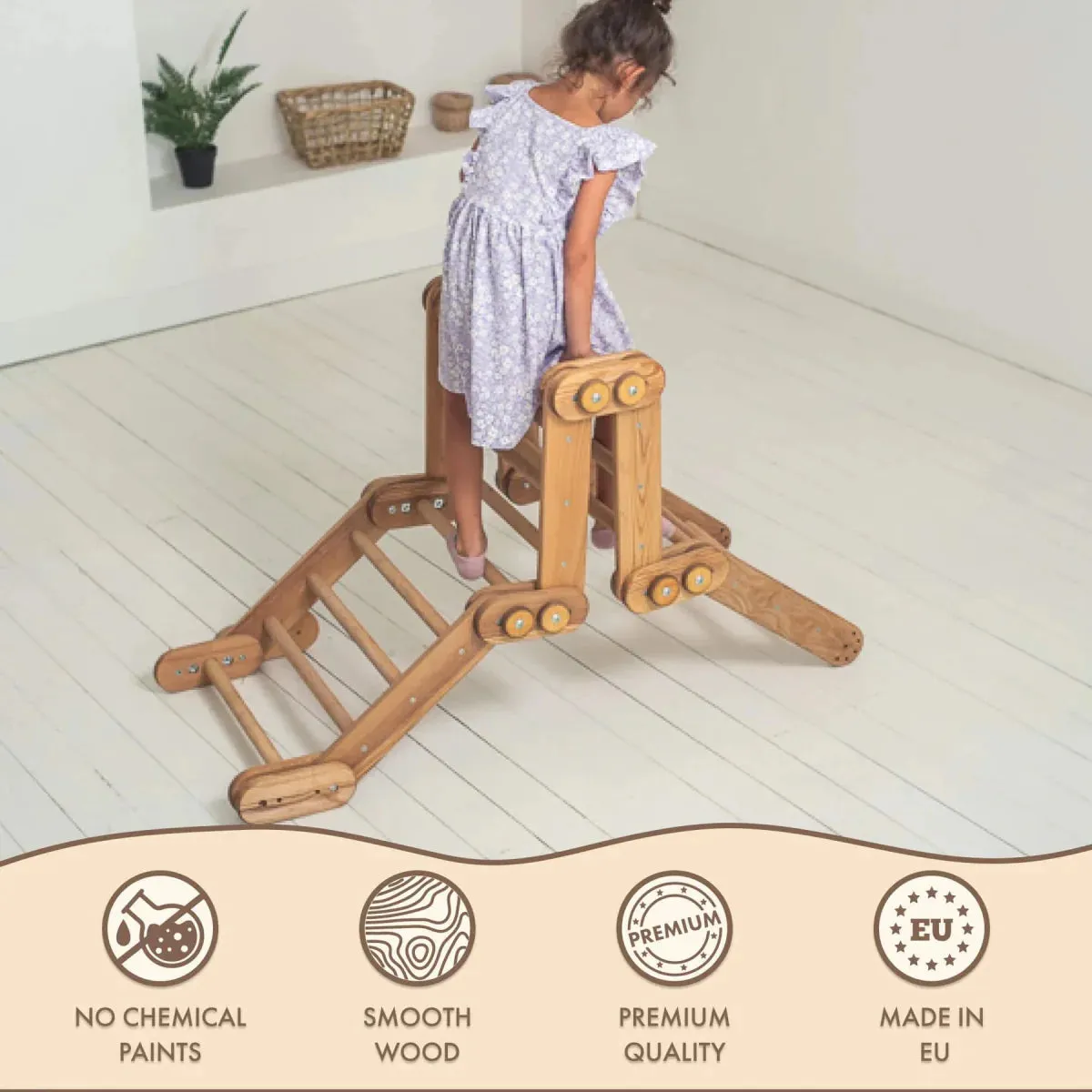 2in1 Montessori Climbing Set: Snake Ladder   Slide Board/climbing Ramp