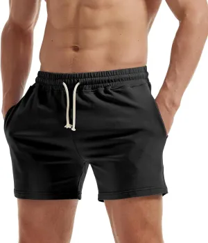 AIMPACT Mens Workout Sweat Shorts 5 Inch Cotton Casual Fitness Mens Athletic Gym Shorts with Pockets