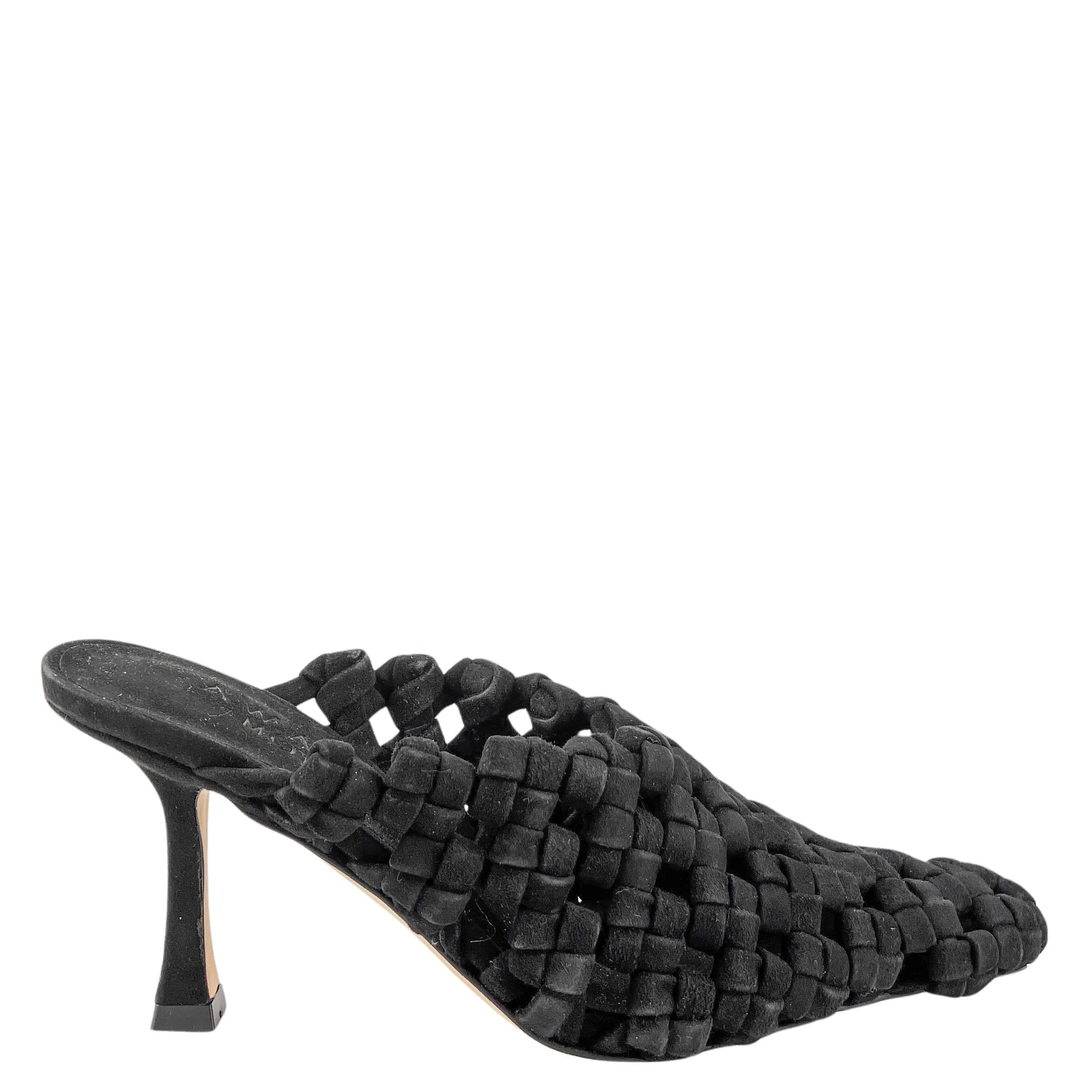 A.W.A.K.E. Mode Regina Weaved Mules in Black