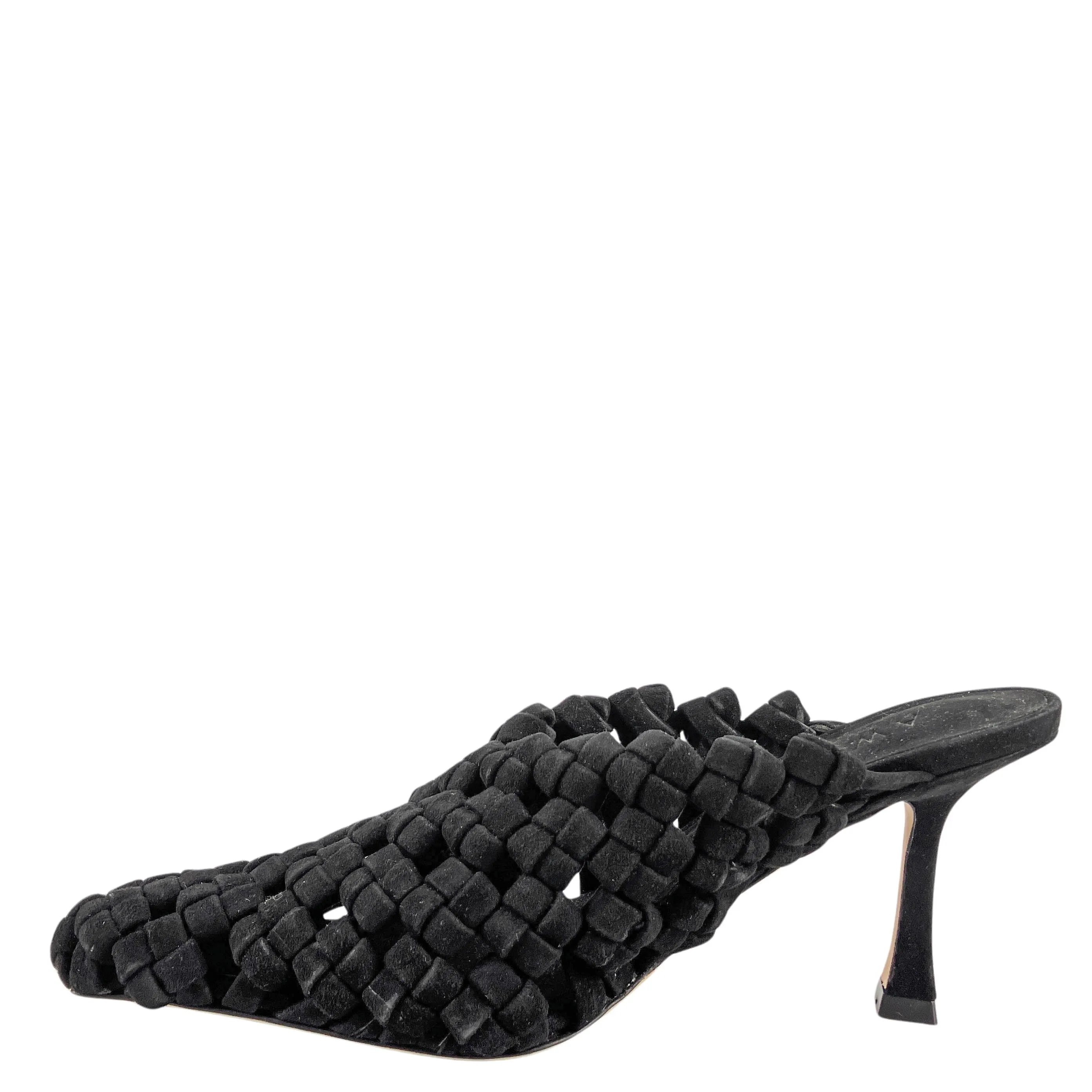A.W.A.K.E. Mode Regina Weaved Mules in Black