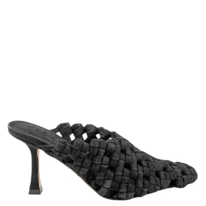 A.W.A.K.E. Mode Regina Weaved Mules in Black