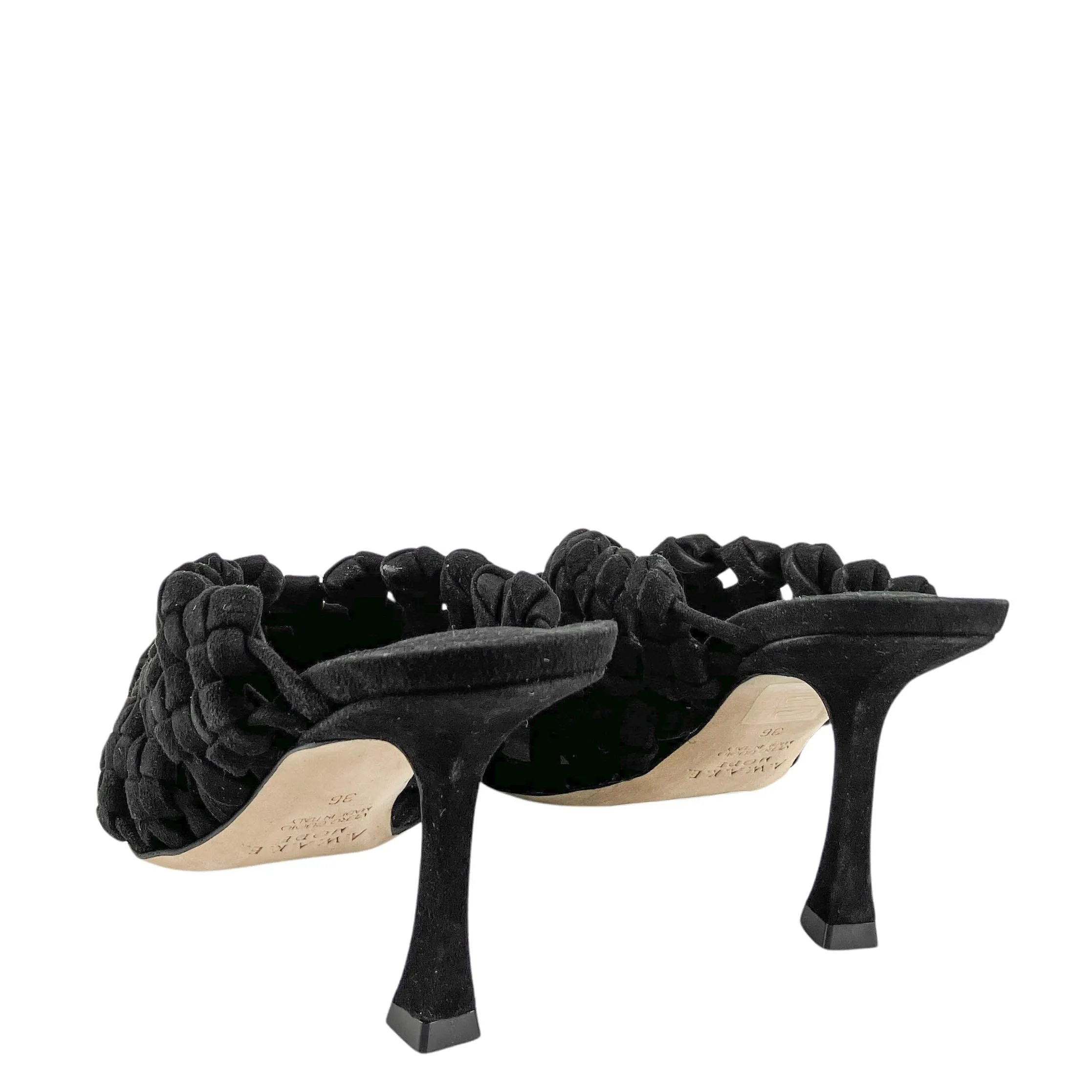 A.W.A.K.E. Mode Regina Weaved Mules in Black