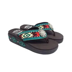 Aztec Embroidered Wedge Flip-Flop
