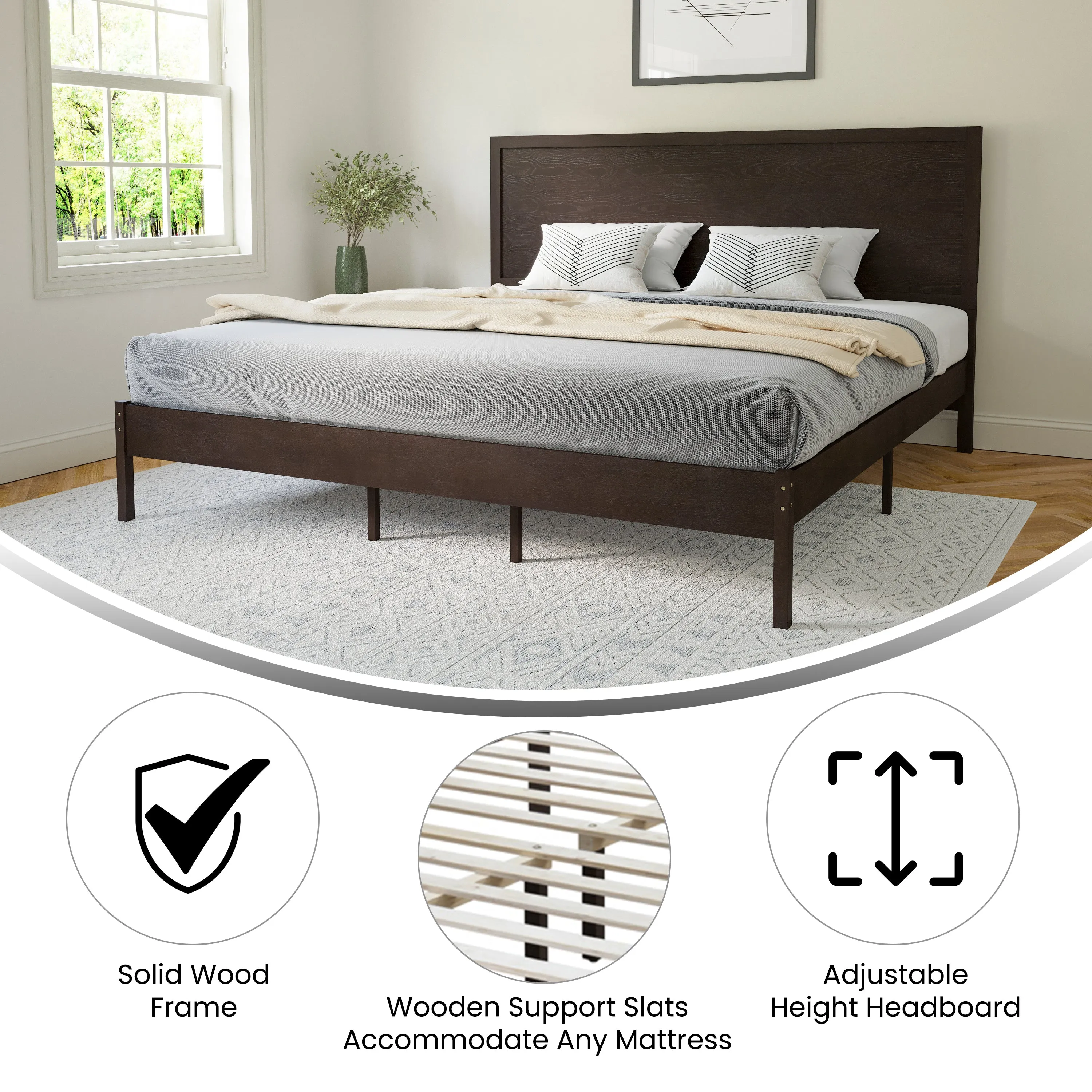 Dark Brown King Platform Bed MG-09004KB-K-DKBRN-GG