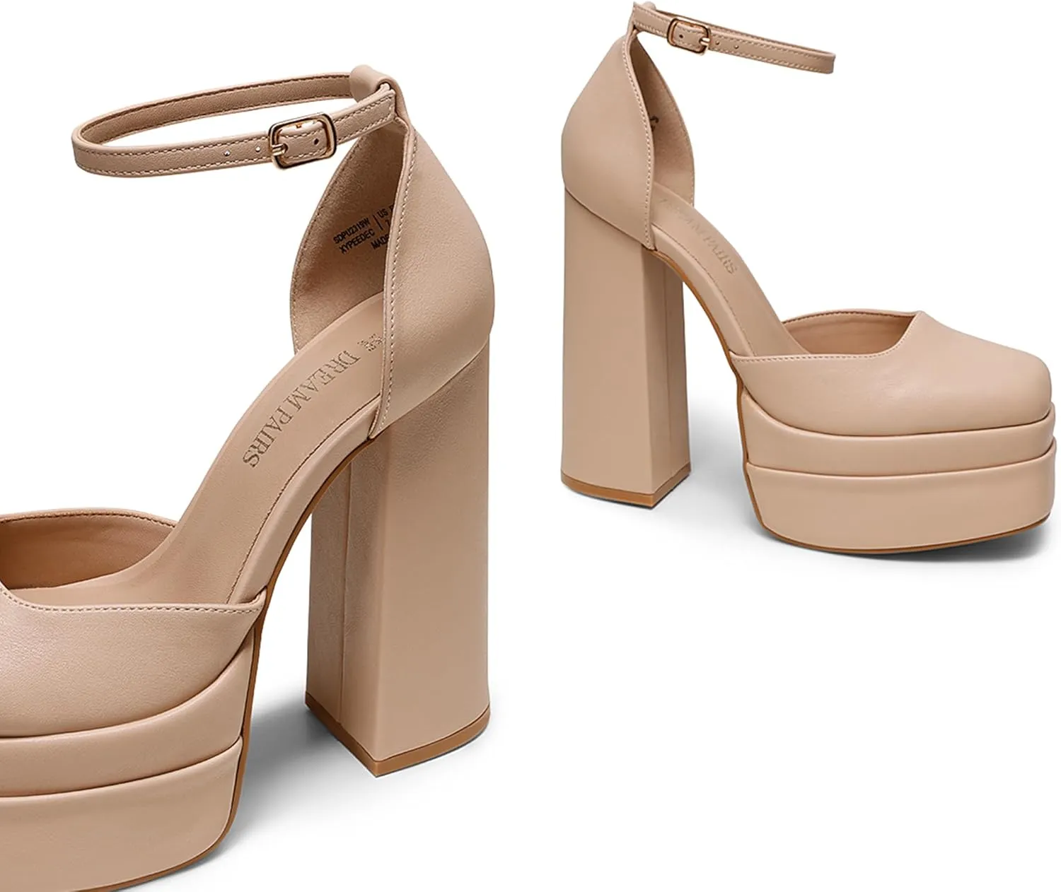 DREAM PAIRS Womens High Chunky Platform Closed Toe Block Heels Square Toe Ankle Strap Dress Wedding Party Pumps Shoes Aurelia
