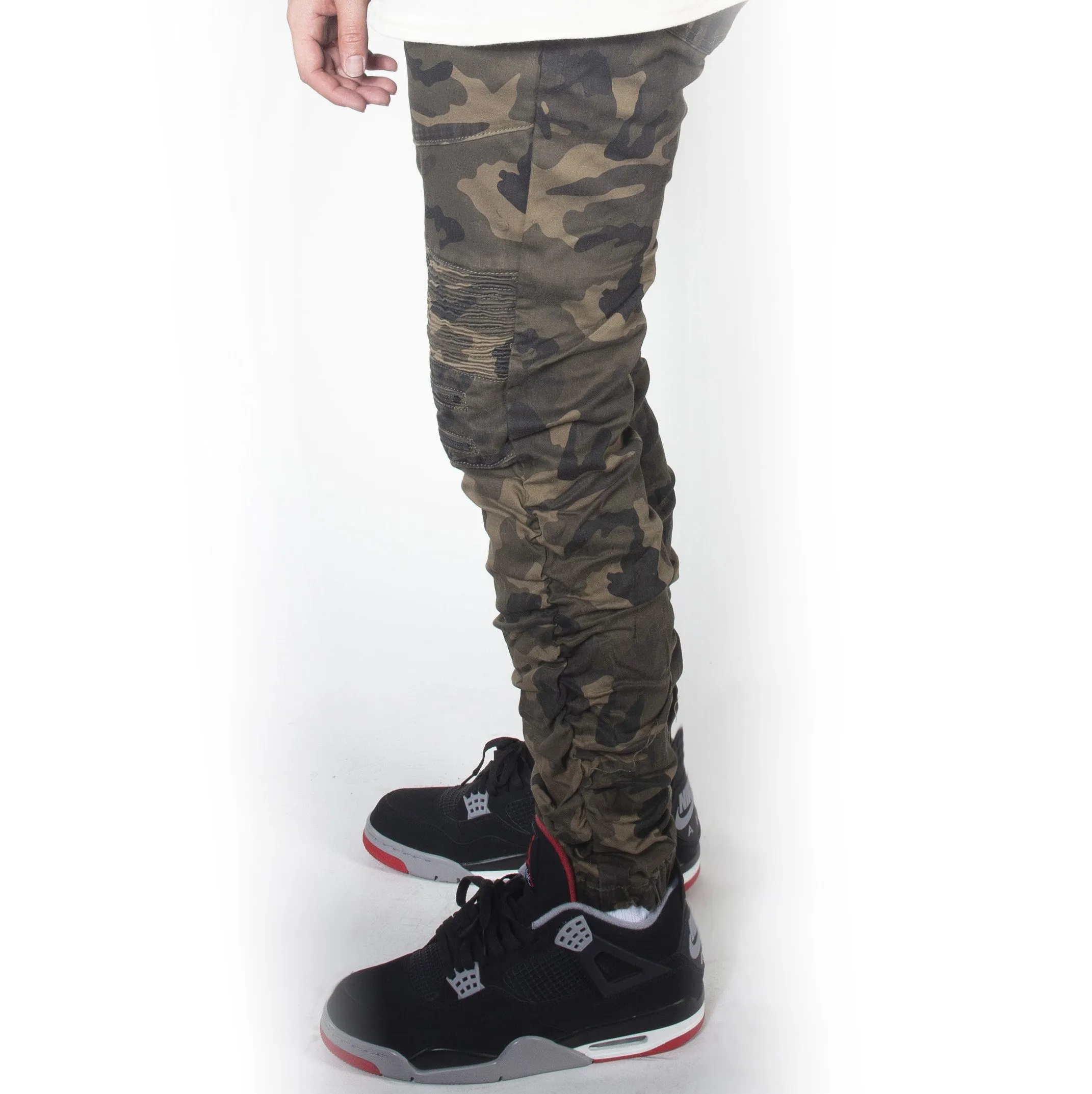 Green Camo Twill Bungee Jogger Pants JG882