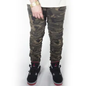 Green Camo Twill Bungee Jogger Pants JG882