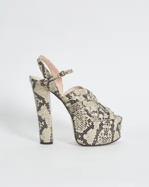 Gucci 'keyla' python print platform heels, cream & black, 40