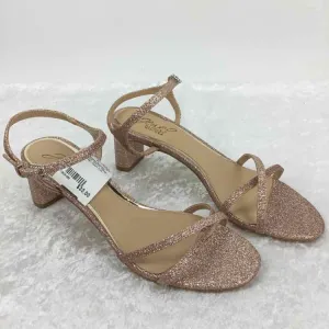 Jewel Badgley Mischka Women Size 8 Rose Gold NWOT Glitter ankle strap Heels