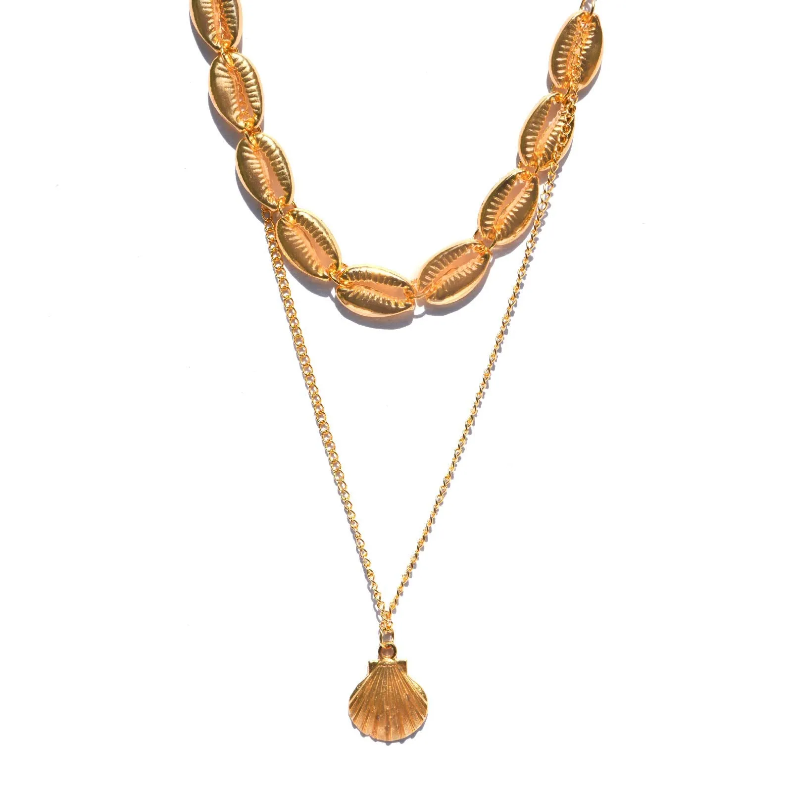Joker & Witch Shell Pendant Double Layered Necklace