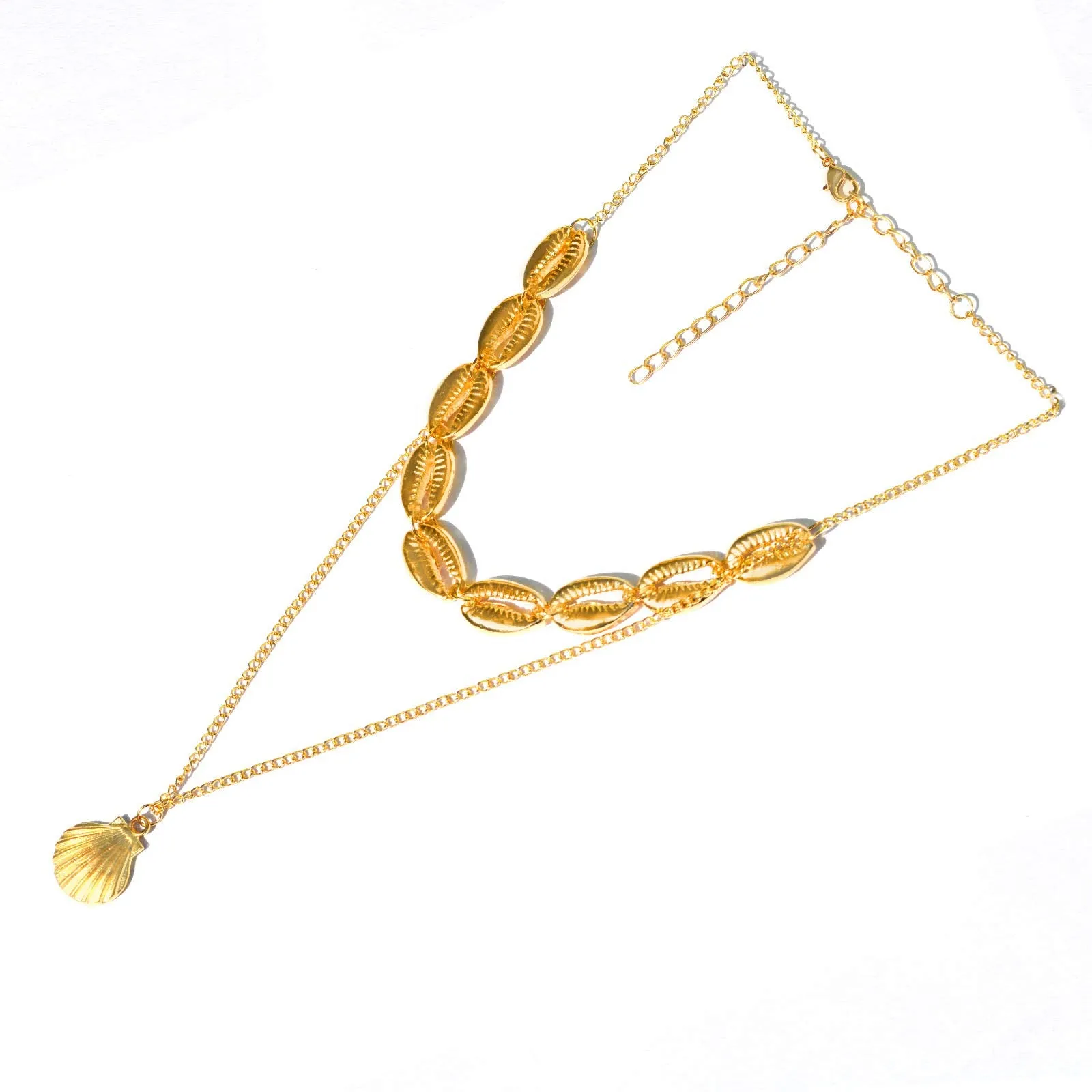 Joker & Witch Shell Pendant Double Layered Necklace