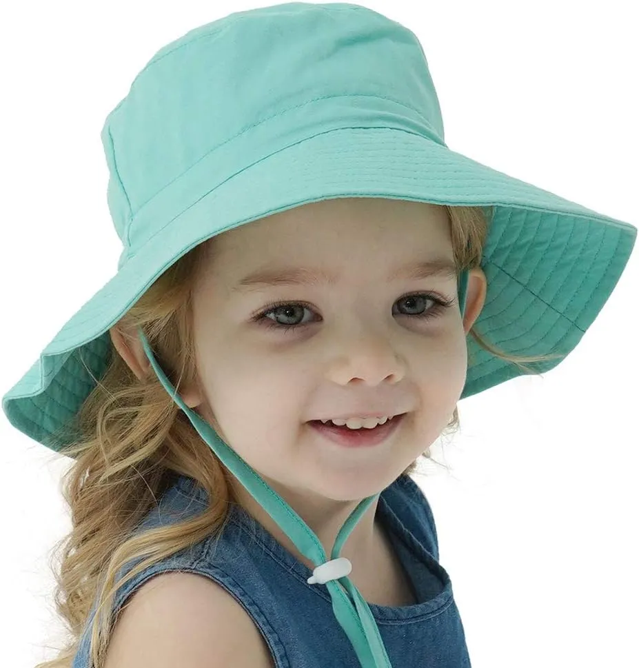 MaxNova Baby Sun Hat Toddler Summer UPF 50  Baby Girl Bucket Hat Wide Brim Beach Hats for Baby Boys 0-7 Years 2pack