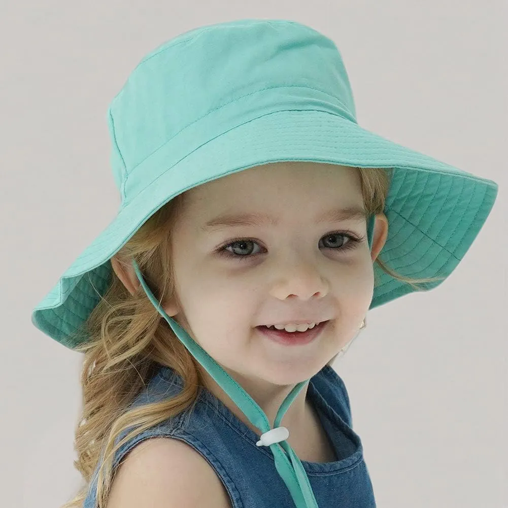 MaxNova Baby Sun Hat Toddler Summer UPF 50  Baby Girl Bucket Hat Wide Brim Beach Hats for Baby Boys 0-7 Years 2pack
