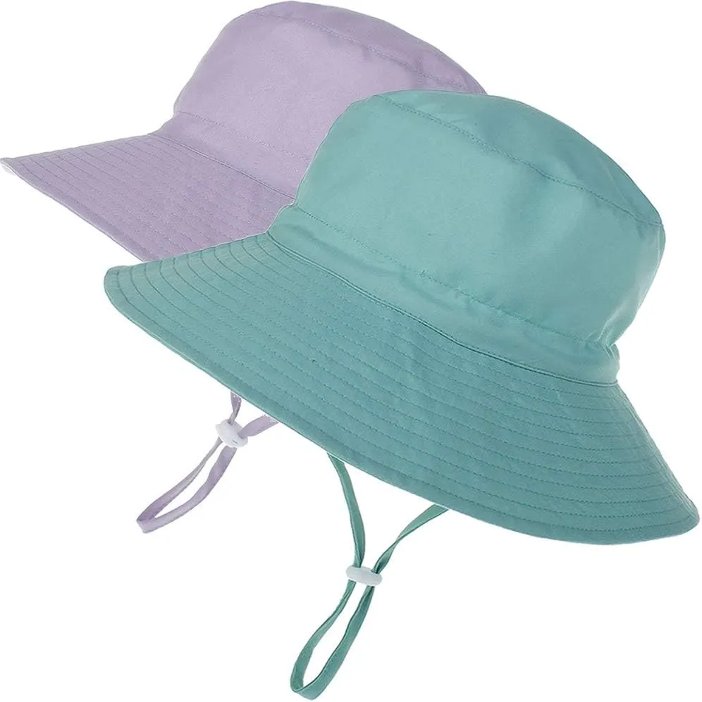 MaxNova Baby Sun Hat Toddler Summer UPF 50  Baby Girl Bucket Hat Wide Brim Beach Hats for Baby Boys 0-7 Years 2pack