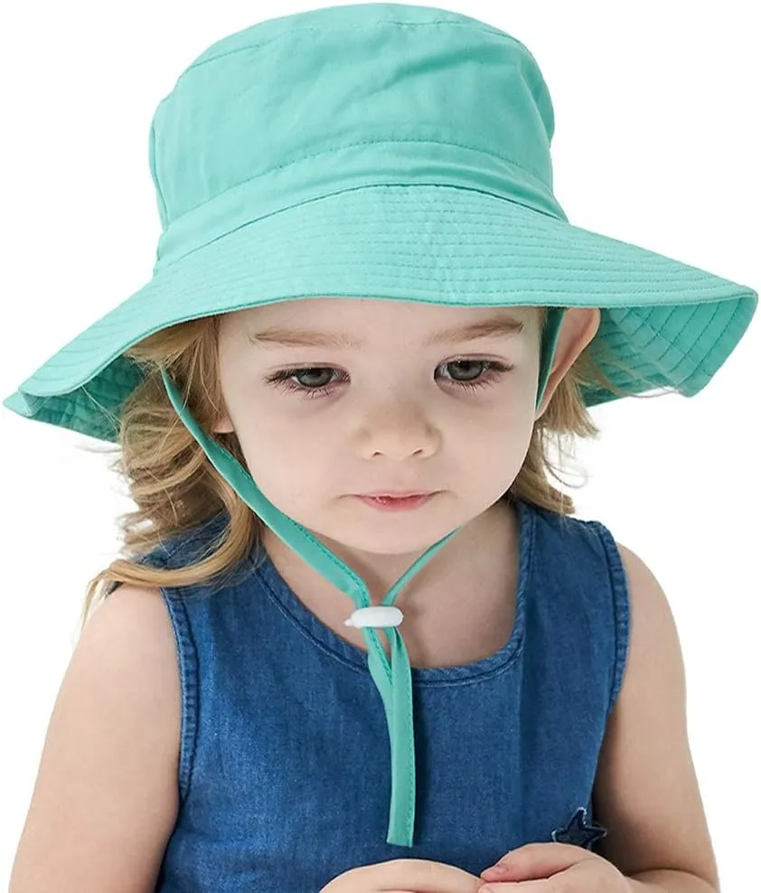 MaxNova Baby Sun Hat Toddler Summer UPF 50  Baby Girl Bucket Hat Wide Brim Beach Hats for Baby Boys 0-7 Years 2pack