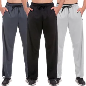 Mens Sweatpants with Zipper Pockets Open Bottom Athletic Pants for Workout,Running,Training,Jogging,Gym