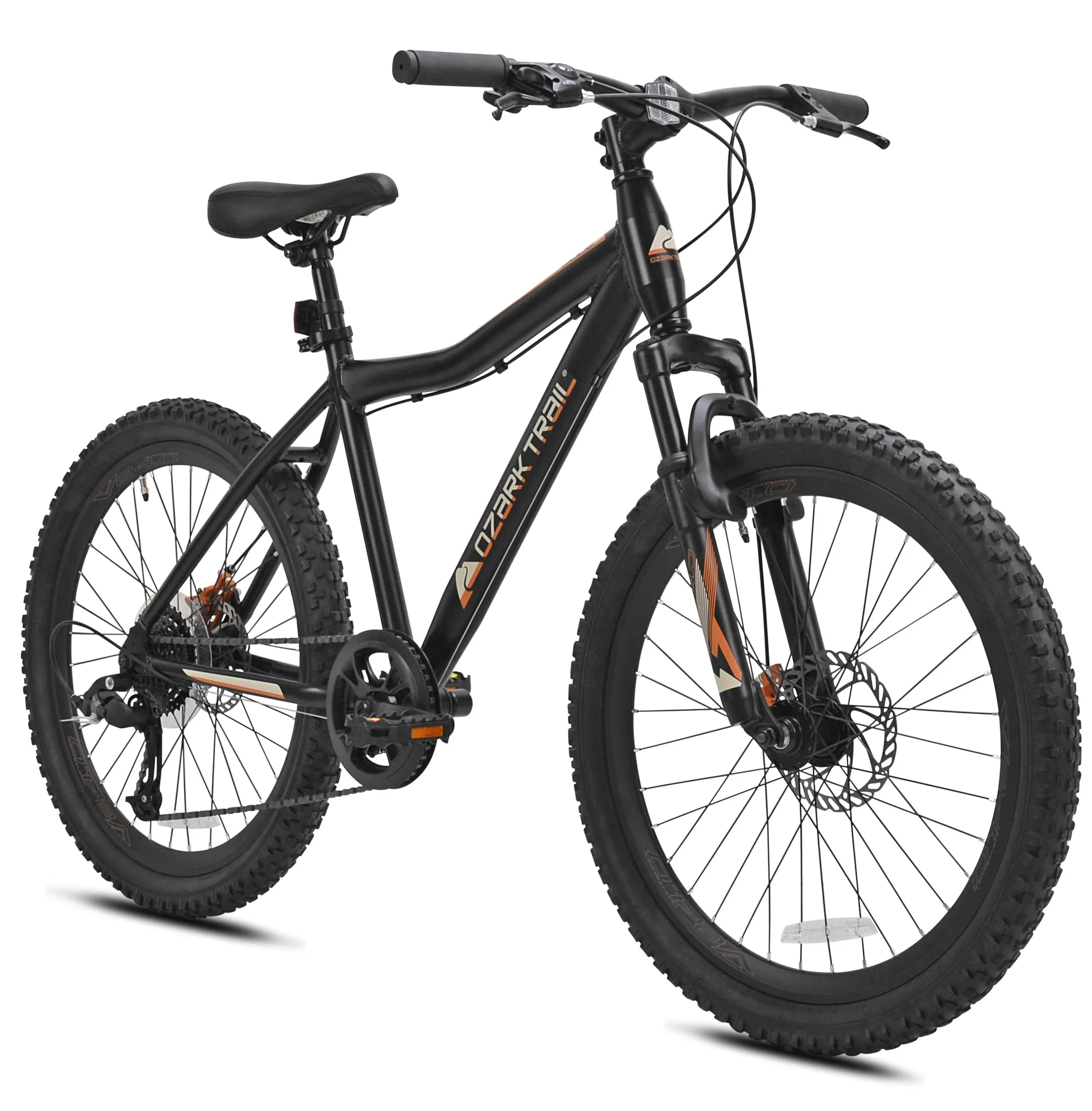 Ozark Trail Glide Mountain Bike, 24" Wheels, 8 Speed, Black, Fits Riders 4'6" - 5'6", Teen