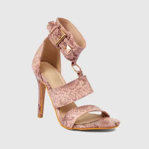 Stiletto Heels with Hollow Buckles Pink