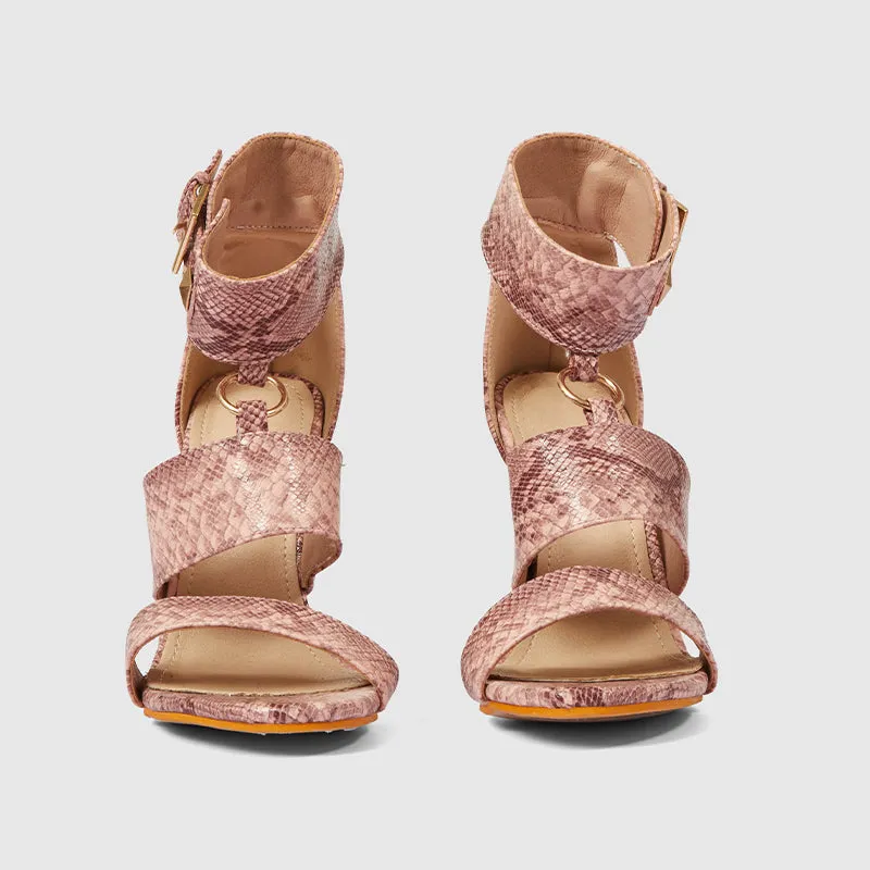 Stiletto Heels with Hollow Buckles Pink