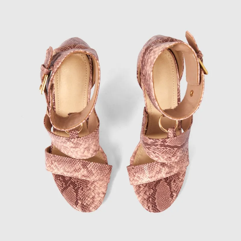 Stiletto Heels with Hollow Buckles Pink