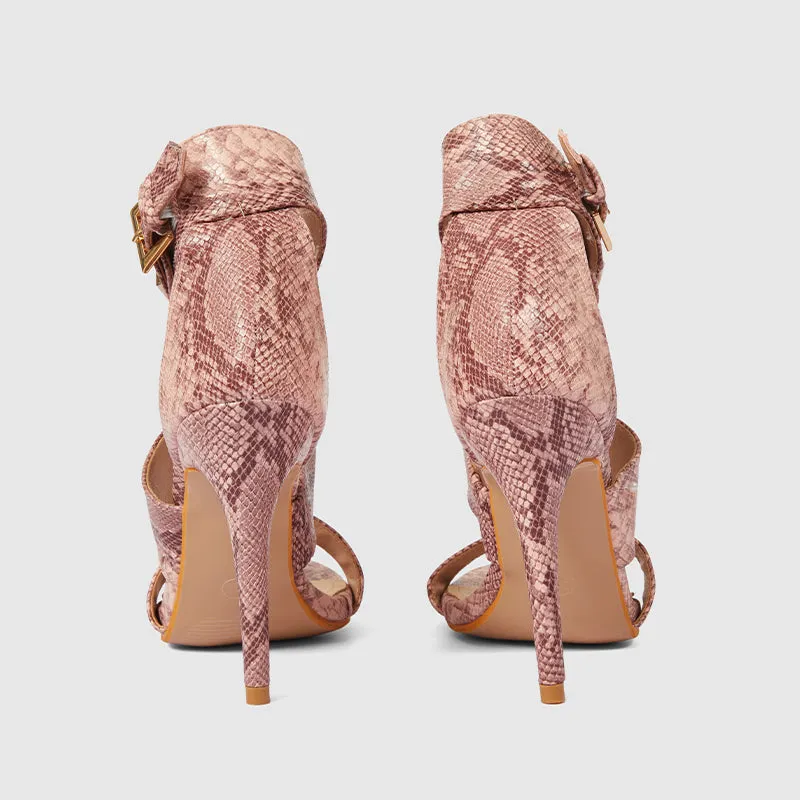Stiletto Heels with Hollow Buckles Pink