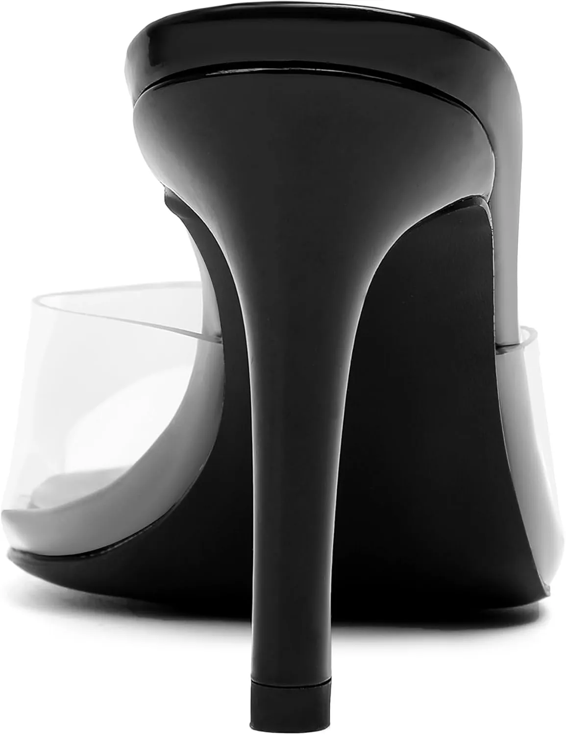 vivianly Clear Pointed Toe Heels Sandals Transparent Strap Stiletto High Heels Slip on Mules for Women