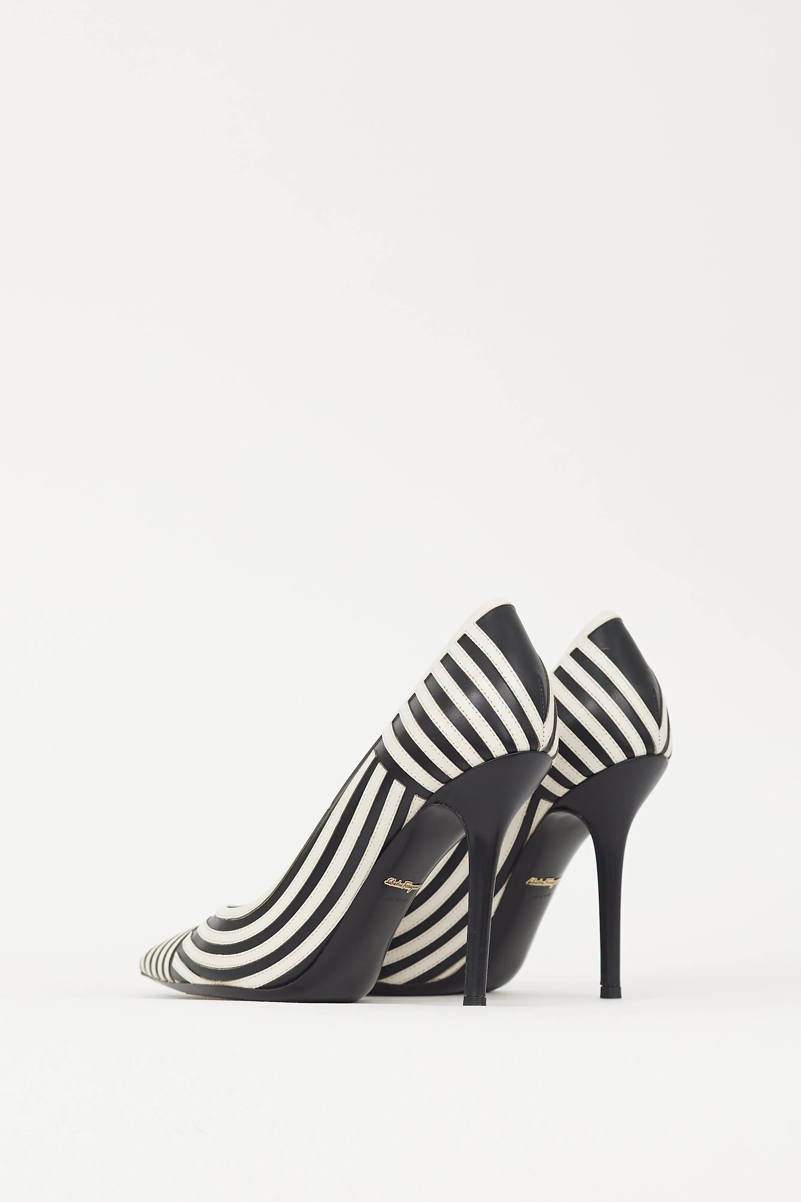 White & Black Striped Susi Heel